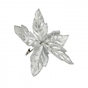 Украшение декоративное "Цветок" 20см лилия серебро на клипсе арт.82180