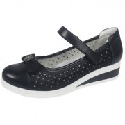 Туфли для девочки (TOM.MIKI) черные верх-искусственный нубук подкладка-натуральная кожа размерный ряд 34-36 арт. RR1604_B-9516-A