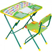 Стол детский+стул НИКА КУ1/13 Первоклашка (зеленый фон) (стол складной +стул мягкий)