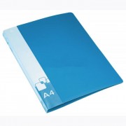 Папка с прижимом А4 16мм пластик 0,7мм синяя, с карманом (Бюрократ) арт.PZ07CBLUE (Ст.30)
