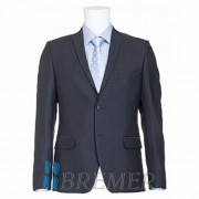 Костюм для мальчика (Bremer) Паркер пиджак классический/брюки зауженные размер 42/164 цвет черный/полоса