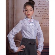 Блузка для девочки (Наша Дочка) длинный рукав цвет белый арт.10038 размер 36/146