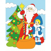 Алмазная мозаика 17х22 см Дед Мороз и девочка у ёлки (РК) подрамник полное заполнение арт.AC17079