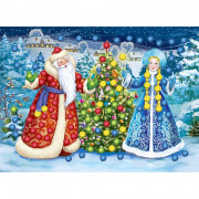 Мозаика из помпонов Дед Мороз и снежная красавица арт.М-1154