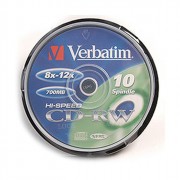 Диск  CD-RW Verbatim 700Мб 80мин 8-12x Cake Box (Ст.10) УПАКОВКА