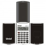 Калькулятор карманный 12разрядов UNIEL 102*60*12 черный, с крышкой (UK-12 К) (Ст.1)