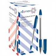 Ручка шариковая  прозрачный корпус  резиновый упор ((Attomex) 0,7мм синяя арт.5073851 (Ст.50)