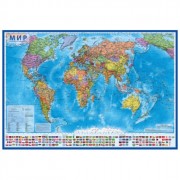 Карта мира настенная политическая 118*80 1:28 с флагами интерактивная арт КН044