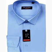 Сорочка подростковая приталенная короткий рукав размерный ряд 37/158-164 -41/176-182 цвет голубой Brostem арт.CVC27Xs