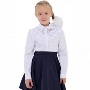 Блузка для девочки (Модники) длинный рукав цвет белый арт.239 размер 30