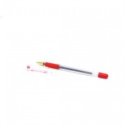 Ручка шариковая  прозрачный корпус  резиновый упор (MC Gold) красная