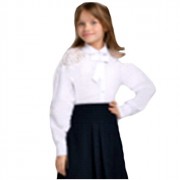Блузка для девочки (СМЕНА) длинный рукав цвет белый арт.B071.01  размер 38/152