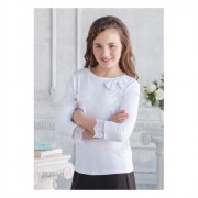 Блузка для девочки трикотажная (Алолика) длинный рукав цвет белый арт.Фабиан размер 36/140