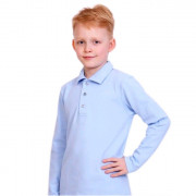 Поло для мальчика (Мурлыка) длинный рукав цвет голубой меланж арт.Пуговка размерный ряд 36/146-42/164