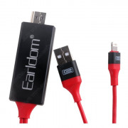 Кабель HDMI-Apple 8 pin,USB Earldom ET-A505 силикон черный