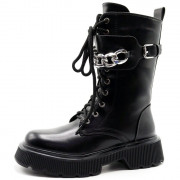 Ботинки для девочки (Paliament) черные верх-комбинированные материалы подкладка - шерсть артикул tyg-T16-R73