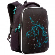 Рюкзак для девочек школьный (GRIZZLY) арт RG-165-1/2 черный - голубой 26х36х17 см