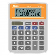 Калькулятор настольный 12 разрядов, двойное питание UNIEL  126*95*25, оранжевый дисплей (UD-12О)  (Ст.1)