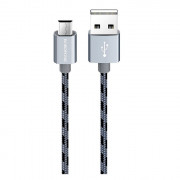 Кабель USB - micro USB Borofone  BX24 Ring,1.0м, круглый 2.4A нейлон,серый