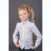 Блузка для девочки (Наша Дочка) длинный рукав цвет белый арт.10305роз размер 34/134