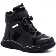 Ботинки для девочки (Tom-Miki ) черные верх-комбинированные материалы подкладка - шерсть артикул tom-B-7716-А