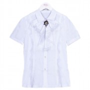 Блузка для девочки (Делорас) короткий рукав цвет белый арт.C62580S размер 36/140