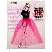 Дневник школьный твердая обложка кожзам (deVENTE) Who run the girl world? арт 2020177