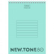 Блокнот А5 пластиковая обложка на гребне 80 листов (Hatber) Newtone Pastel Мята арт 80Б5A1гр_05039