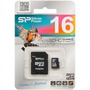 Карта памяти 16GB microSD, Silicon Power microSDHC Class 10 (SD адаптер)