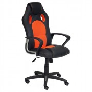 Кресло геймерское пластик/кожзам/ткань RACER черно-оранжевый (36/07)