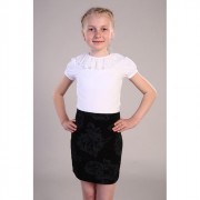 Джемпер для девочки трикотажный (Ликру) короткий рукав цвет белый арт.7000 размер 146