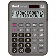 Калькулятор настольный 12 разрядов, двойное питание UNIEL 150*108*26 (UD-152К) черный (Ст.1)