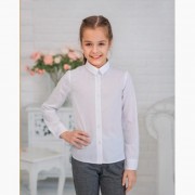 Блузка для девочки (Ажур) длинный рукав цвет белый арт.01-д размер 32/134