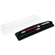 Ручка шариковая подарочная NTELLIGENT красный металлик корпус, синяя, 0,7мм, красная иковый футляр арт.BV-163