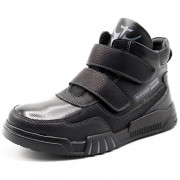 Ботинки для мальчика (МЫШОНОК) черные верх-искусственная кожа подкладка - байка размерный ряд 32-37 арт.jwg-3371-01