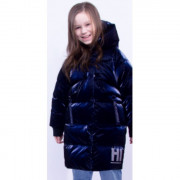 Куртка зимняя удлиненная для девочки (OVAS) арт.Саманта цвет синий