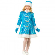 Костюм для девочки Снегурочка голубая (платье,шапка,рукавицы) р.34(134) плюш арт.181-134-68
