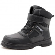 Ботинки для мальчика (М+Д) черные/серые верх-искусственная кожа подкладка -шерсть артикул RC71_18817-3