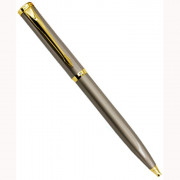 Ручка шариковая подарочная (Basir) серебристаяс золотистыми деталями, металл, поворотный механизм арт.МС-3433 (Ст.12)