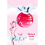 Блокнот-скетчбук А5 твердая обложка 80 листов (BG) Японский журавль матовая ламинация розовые листы арт С5т80_лм_вл 9072